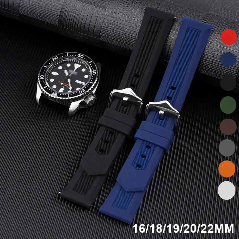 16mm 18mm 19mm 20mm 22mm Silicone Band Strap Quick Release Watchband Bracelet for Samsung Huawei Mido T-issot O-mega Smart Watch | Наручные