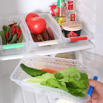 

1Pc Sliding Refrigerator Food Fruits Storage Box Drinking Drawer Storage Rack Organizer Case Kicthen Spice Can Jar Storage Shelf