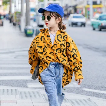 

Girls Cartoon printing Blouse Spring Summer autumn Teenager Girls Tops Shirt Long-Sleeve Children Clothing