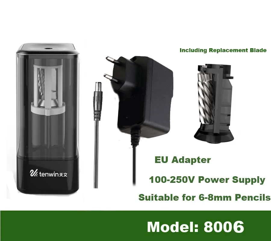 8006-BLACK-EU-Blade Автоматическая электрическая точилка для карандашей сверхмощная перезаряжаемая для класса авто Стоп быстрая заточка в 3s школьные офисные канцелярские принадлежности - Цвет: 8006-BLACK-EU-Blade