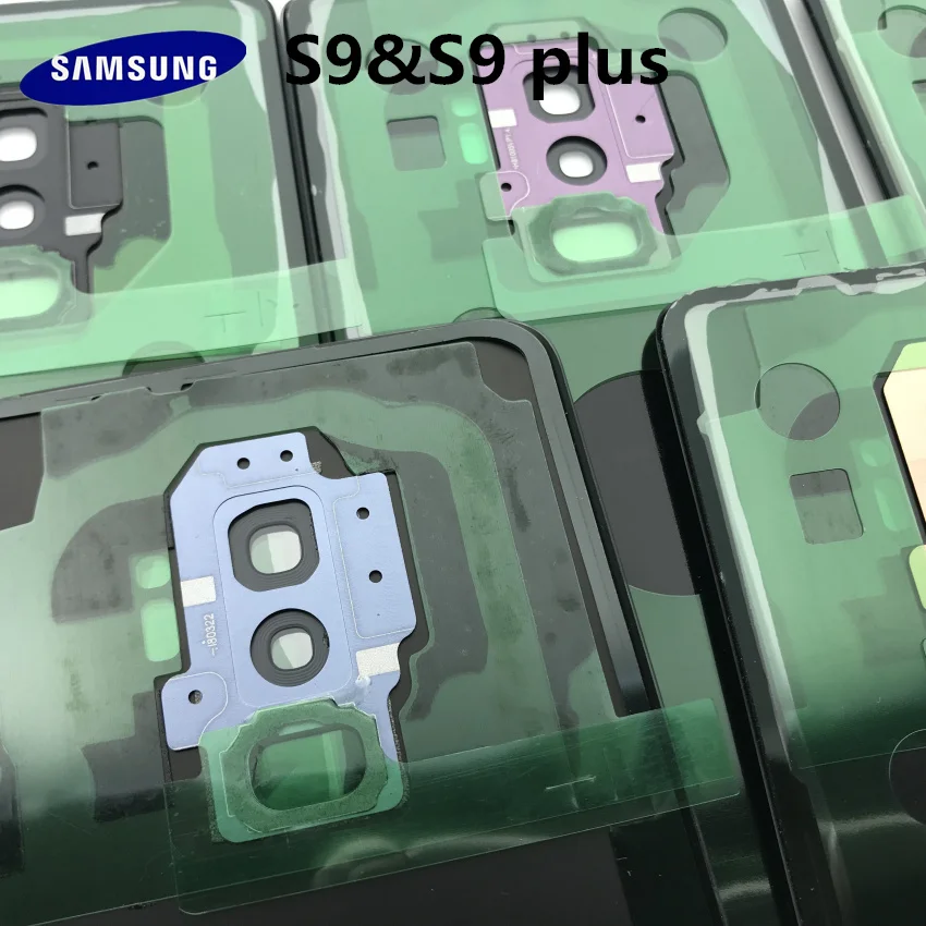samsung Galaxy S9 G960 плюс G965 Батарея задняя крышка двери Корпус+ ленточка для головы с ушами для Камера Стекло объектив корпусом, запасные части для ремонта Запчасти