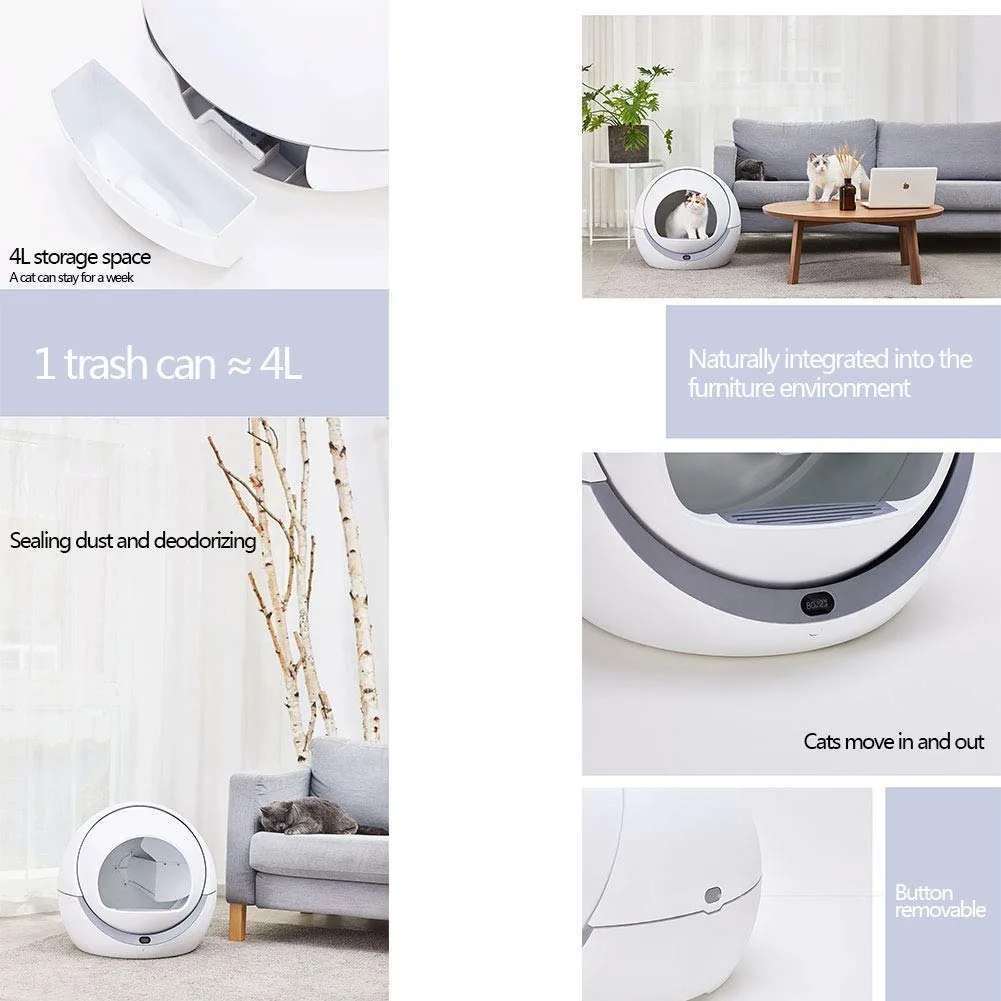 Automatic Cat Litter Box Smart Litter Tray Toilet Quick Cleaning Deodorant Splash-Proof Safe Enclosed Electric Litter Box
