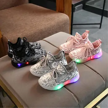 

Kids LED Mesh Sneakers Breathable Children Sports Shoes For Baby Girls Boys Luminous Shoes with Light Size 21-30