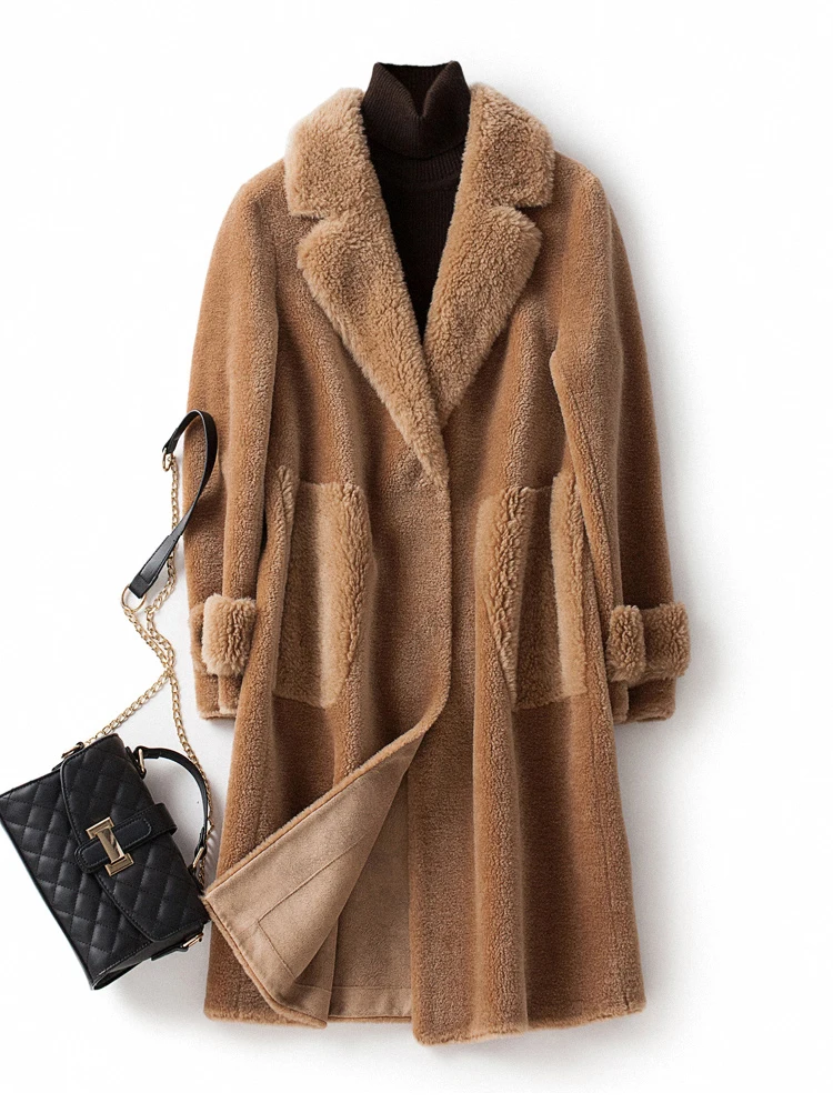 Новинка natuarl овечья шуба женская натуральная шерстяная куртка новая ...