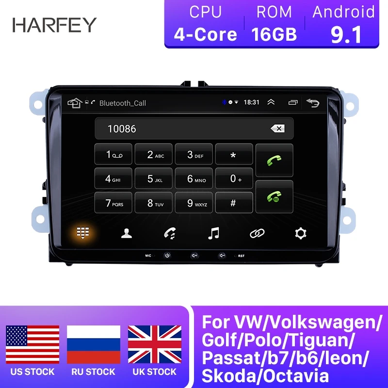 Автомагнитола Harfey 2Din Navi Android 9 1 HD &quot GPS для Skoda/Seat/Volkswagen/VW/Passat b7/POLO/GOLF 5 6