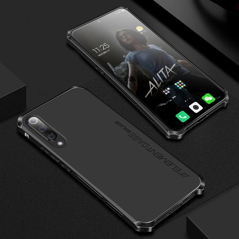 Металлический чехол для Xiaomi mi 9 mi 9, тонкий противоударный жесткий Гибридный ПК чехол для телефона для Xiaomi mi 9 Pro 6,39 - Цвет: Black