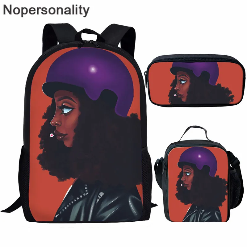 Сумка-книжка для девочек в африканском стиле с Черной Королевой Melanin Afro Art Lady американская школьная сумка, комплект для девочек-подростков, детский рюкзак - Цвет: Z5265CGK