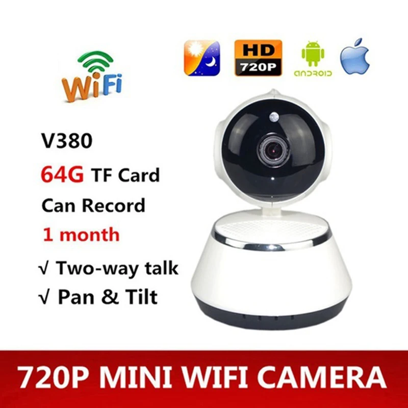 

V380 Phone APP HD 720P Mini IP Camera Wifi Camera Wireless P2P Security Camera Night Vision IR Robot Baby Monitor Support(SD Car