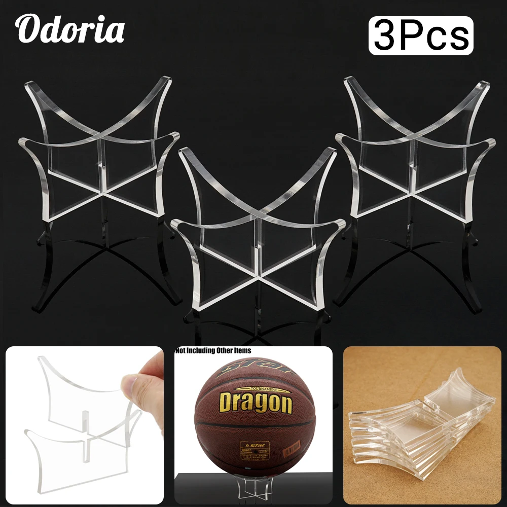 

Odoria 3pcs Transparent Ball Stand for Football Basketball Volleyball Ball Pedestal Display Holder