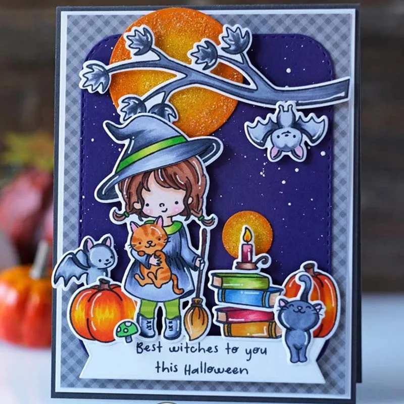 Хэллоуин маленькая ведьма металлические режущие штампы и штампы Клера для поделок Скрапбукинг открыток украшения принадлежности