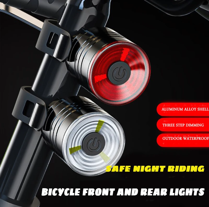 MTB Bike Light Bicycle Flashlight Taillight Warning Lamp Rechargeable Night Outdoor Cycling LED Lighting Accessories | Спорт и