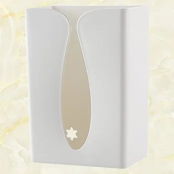 

1Pc Wall Mounted Desk Toilet Tissue Holder Kitchen Paper Storage Box Punch Free Napkin Organiser Container with Seamless Adhesiv
