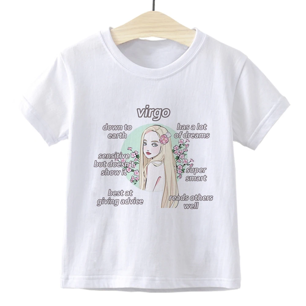 

Virgo Personality Baby Girl Clothes Beautiful Punk Fashion Children T-shirt Aesthetic Hip Hop Hipster Streetwear Kids Tshirt