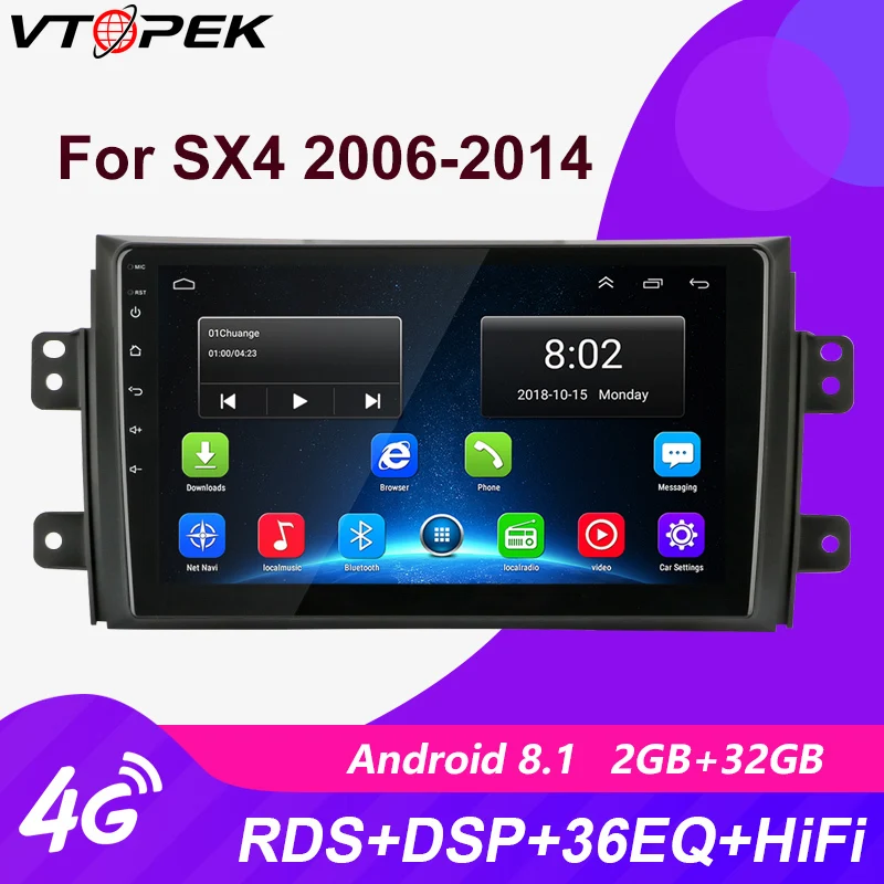 

Vtopek 9" 2 din 4G+Wifi 2+32G DSP Android Car Radio Multimidia Player Navigation GPS For Suzuki SX4 2006-2013 Head Unit 2din