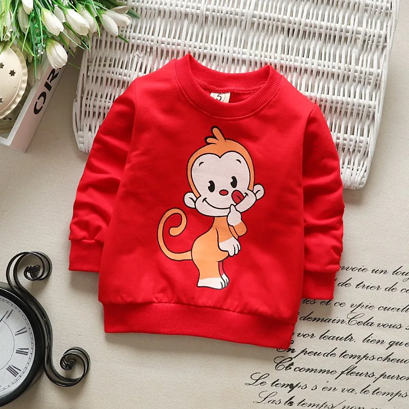 

Baby Cute Sweatshirts Kids Spring Autumn Shirts Toddler Boy Girl Long Sleeve Cartoon Monkey Yellow Tops Children Clothes 0-3Y