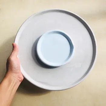 

Large Size Round GardenPot Base Concrete Mold Cement Plaster Epoxy Resin Jewelry Storage Tray Silicone Mould