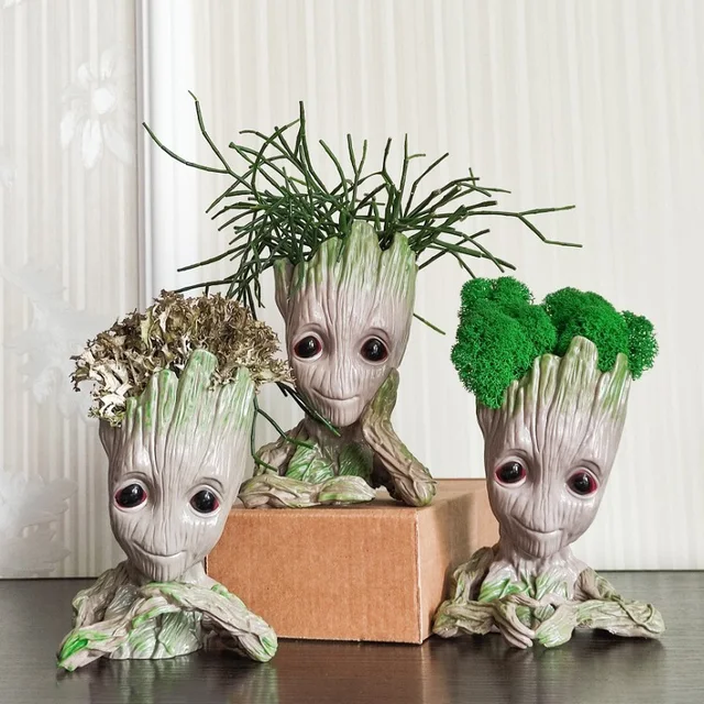 Kézzel Készített Groot Miniatűr Díszdekoráció Otthoni Anime Hős Karakter Szobor Íróasztal Tartozékok Figura Szoba Dekoráció Figurák Edények - Image 4