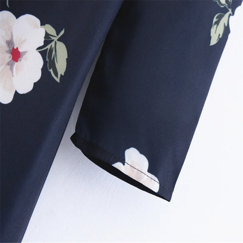 Summer Za Blue Office Woman Dress 2020 Long Sleeve Floral Maxi Dresses O-neck Pleated Gathered Waist Ladies Draped Dress Vintage