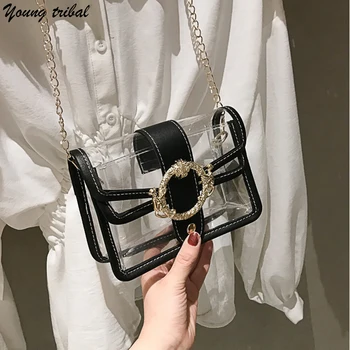 

Mini Summer Women's Bag Flap Chains Transparent Bag Small Clear Crossbody Messenger Bags Jelly Purses and Handbags Girls 2020