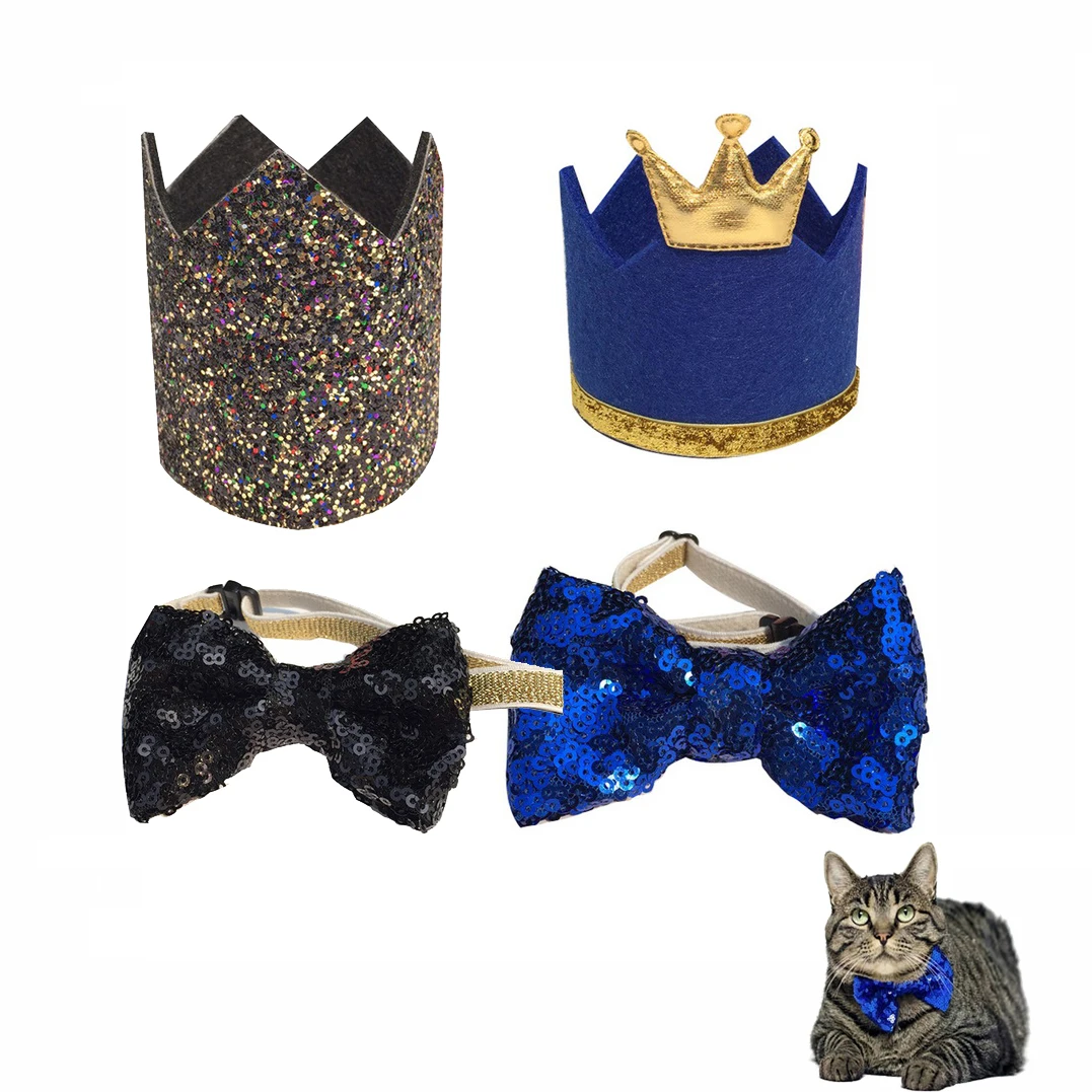 Pet Dog Cats Collar Birthday Headwear Caps Hat Party Decor For Small Medium Dog Christmas Party Pets Accessories