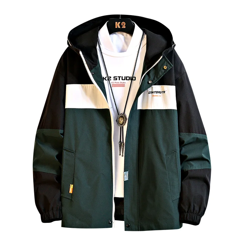 Куртка мужская в стиле хип хоп ветровка с капюшоном Новая повседневная Свободная