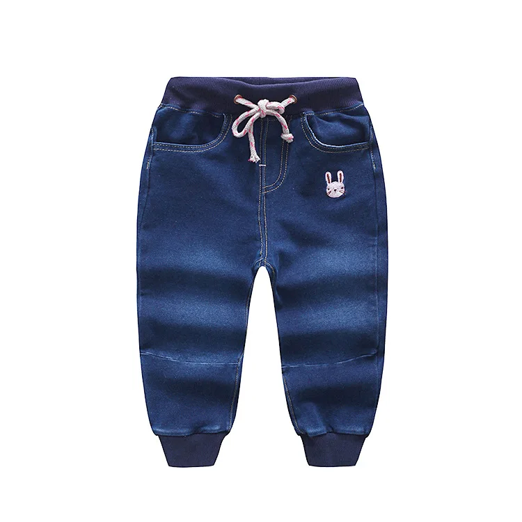 Прямые продажи, детские джинсы, Детские эластичные вязаные джинсы на весну и осень, двойной шаговый шов, 100-140
