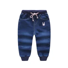 Прямые продажи; детские джинсы; сезон весна-осень; Детские эластичные трикотажные джинсы с двойной промежностью; 100-140