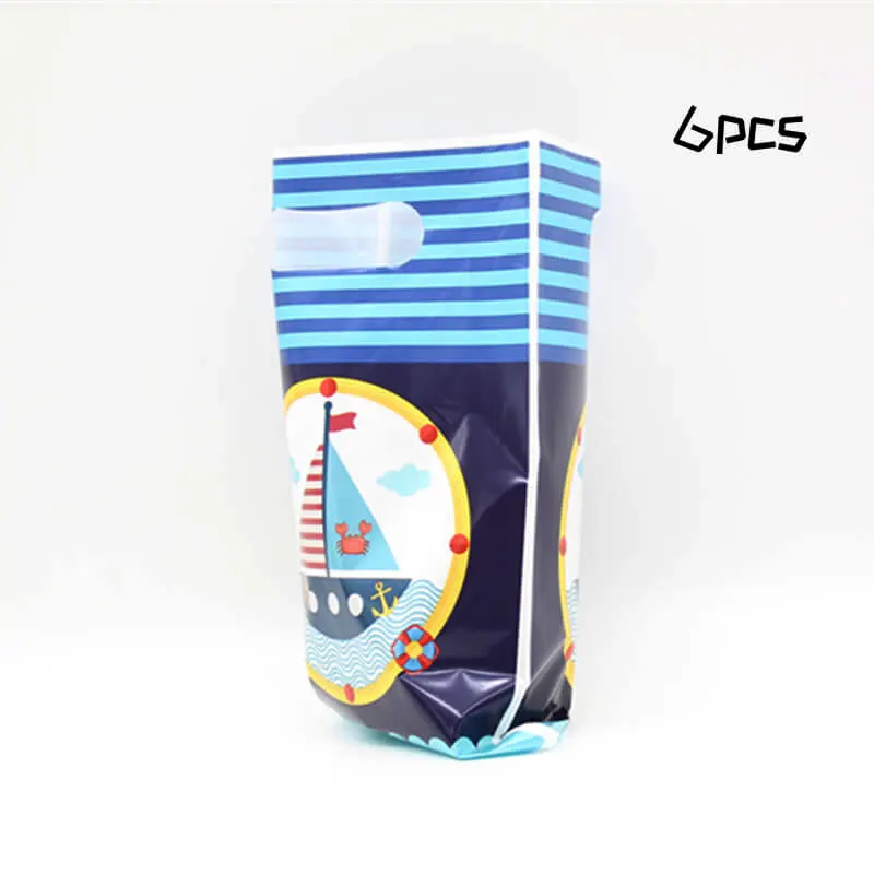 Gift Bag Парусник тема синий мультфильм день рождения украшения для детей детский душ одноразовые посуда набор вечерние принадлежности - Цвет: Gift Bag