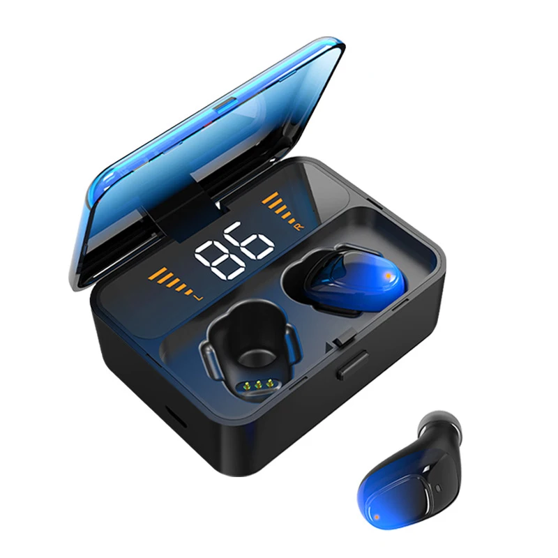TWS bluetooth 5,0 наушники Handsfree bluetooth гарнитура сенсорное управление Беспроводные Наушники Hi-Fi стерео с 3800 мАч Мини банк питания - Цвет: Синий