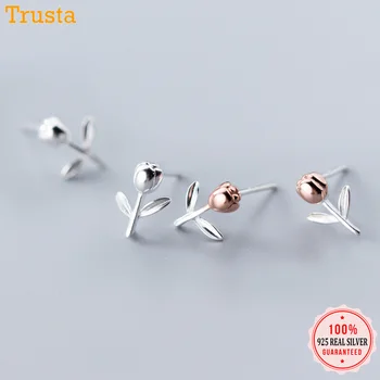 

Trustdavis Genuine 925 Sterling Silver Cute Romantic Flower Stud Earring For Women Girl Silver 925 Jewelry Wedding Gift DT43