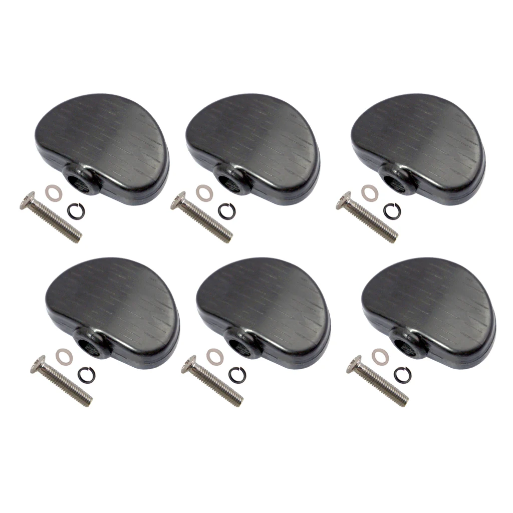 Pack of 6 Universal Guitar Tuner Machine Head Semicircle Buttons Tuning Key Replacement Black, with Screws and Gaskets