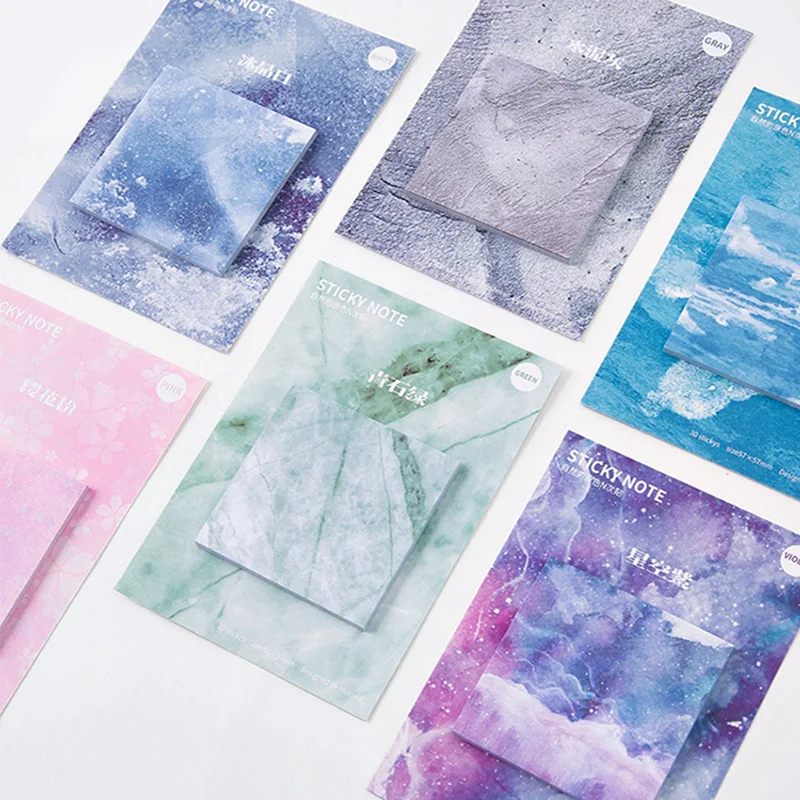 

6pcs Exquisite Natural Scenery Sticky Notes Decorative Memo Pad Fantasy Realm Post Sticker Marker Office School Supply H6671