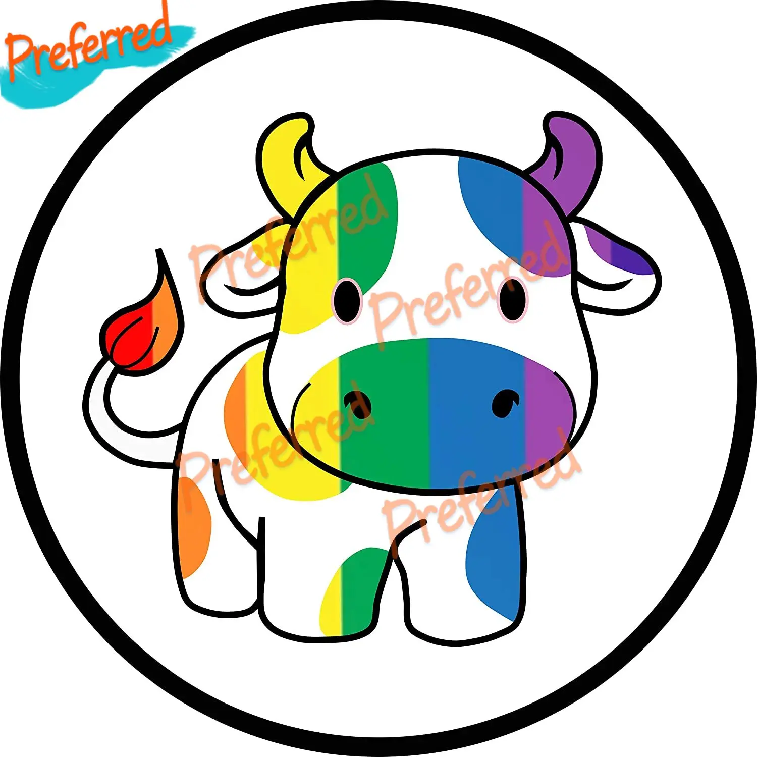 

Rainbow Cute Cow Gay Pride Windshield Bumper Motorcycle Helmet Decal KK Vinyl Cover Scratches Waterproof PVC