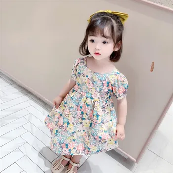 

Summer Princess Dress Girl Cotton Flower Sleeveless Party Dress 2020 Fashion Short Sleeve Baby Kids Girls Clothes Vestido