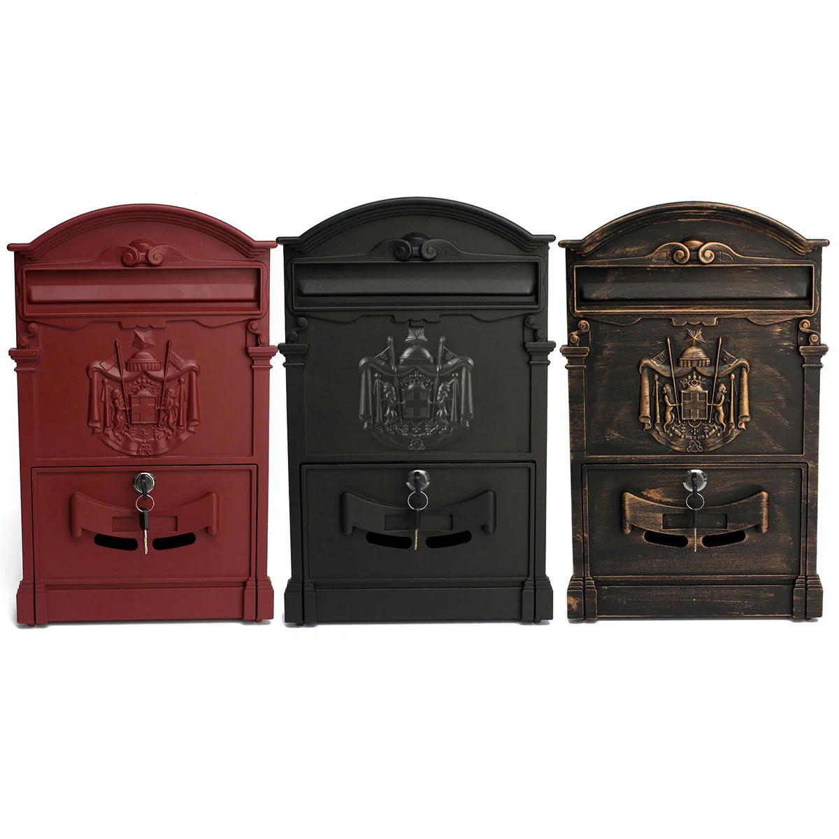 

3 Color Retro Mailbox Villas Post Box European Lockable Outdoor Wall Newspaper Boxes Secure Letterbox Garden Home Decoration