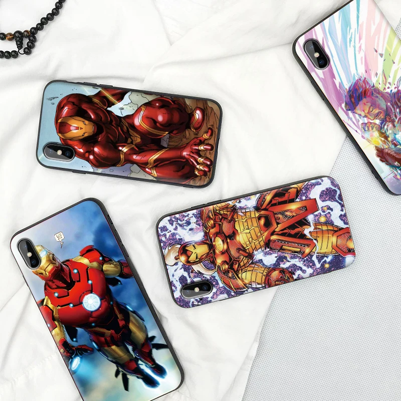 Железный человек бисер для украшения iPhone 11 Pro Max X XS XR 8 7 6 5 s Plus Силиконовый ТПУ