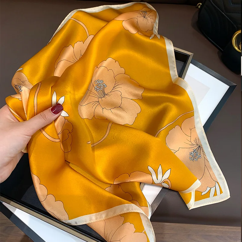 100% Natural Silk Square Scarf Women 2024 dot Print Small Bandana Hair Headscarf Ladies Neckscarf Real Silk Scarves Shawls Wraps 4