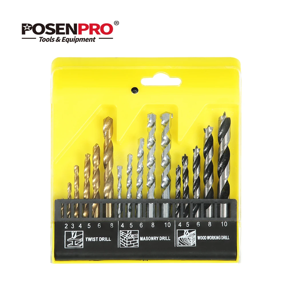 POSENPRO 16 шт. HSS 4241 набор сверл для металлической деревянной кладки пластиковое