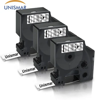 

Unismar 3PCS 45800 Labeling Tape Black on Clear 19mm Label Maker for DYMO LabelManager 300 360D 420P 450D 500TS Printer Ribbon