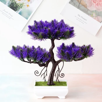 

Artificial Bonsai Potted Plant Mini Pine Tree Guest Greeting Home Office Decor Simulation Plant Fake Flower For DIY Home Party D
