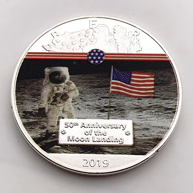 

American Apollo Silver Plated Coin For The Earth to The Moon The First Step liberty coins Souvenirs