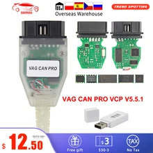 O vag pode pro v5.5.1 com a microplaqueta vcp da microplaqueta de ftdi ft245rl obd2 cabo de usb da relação diagnóstica suporte pode bus uds k linha trabalha para audi/vw