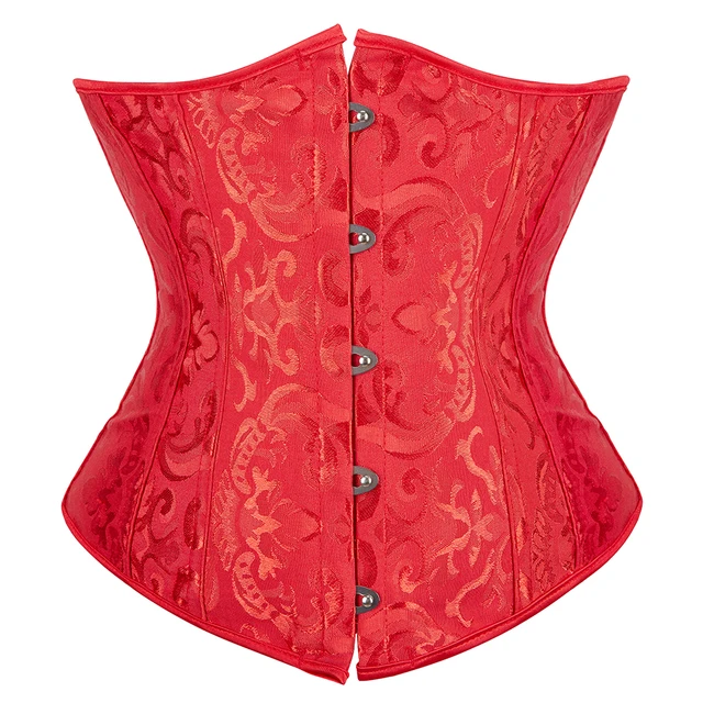 Underbust Corset Sexy Women's Underwear Waist Slimming Body Shaper for Women Steampunk Lace-up Corset 9427-red