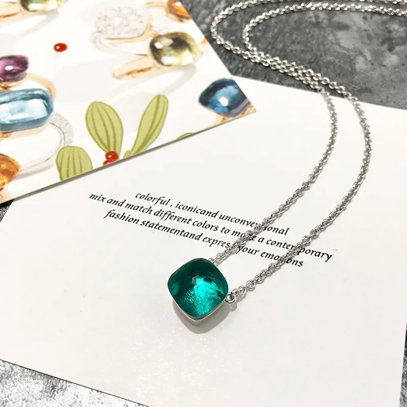 Высокое качество изысканное классическое Ожерелье «леденец» 22 вида цветов Кристалл пряжки ожерелья воды для женщин ювелирные изделия - Окраска металла: Hole blue