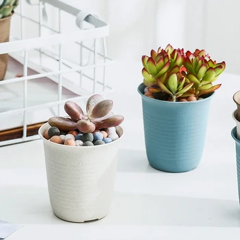 

6PCS Succulent Small Flower Pot Set Green Plant Desktop Small Round Office Succulent Flower Pot