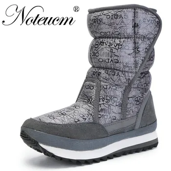 

Female winter warm short Ankle snow boots with Fake fur Wedge waterproof quilt shoe women 2019 girl Print letters Platform botte