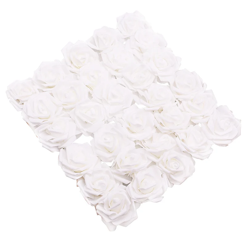 F01 white 25 шт. 8 см, разные цвета, пена Роза из искусственных цветов, для невесты букет для Свадебные украшения дома декоративные цветы венок DIY аксессуары - Цвет: F01 white