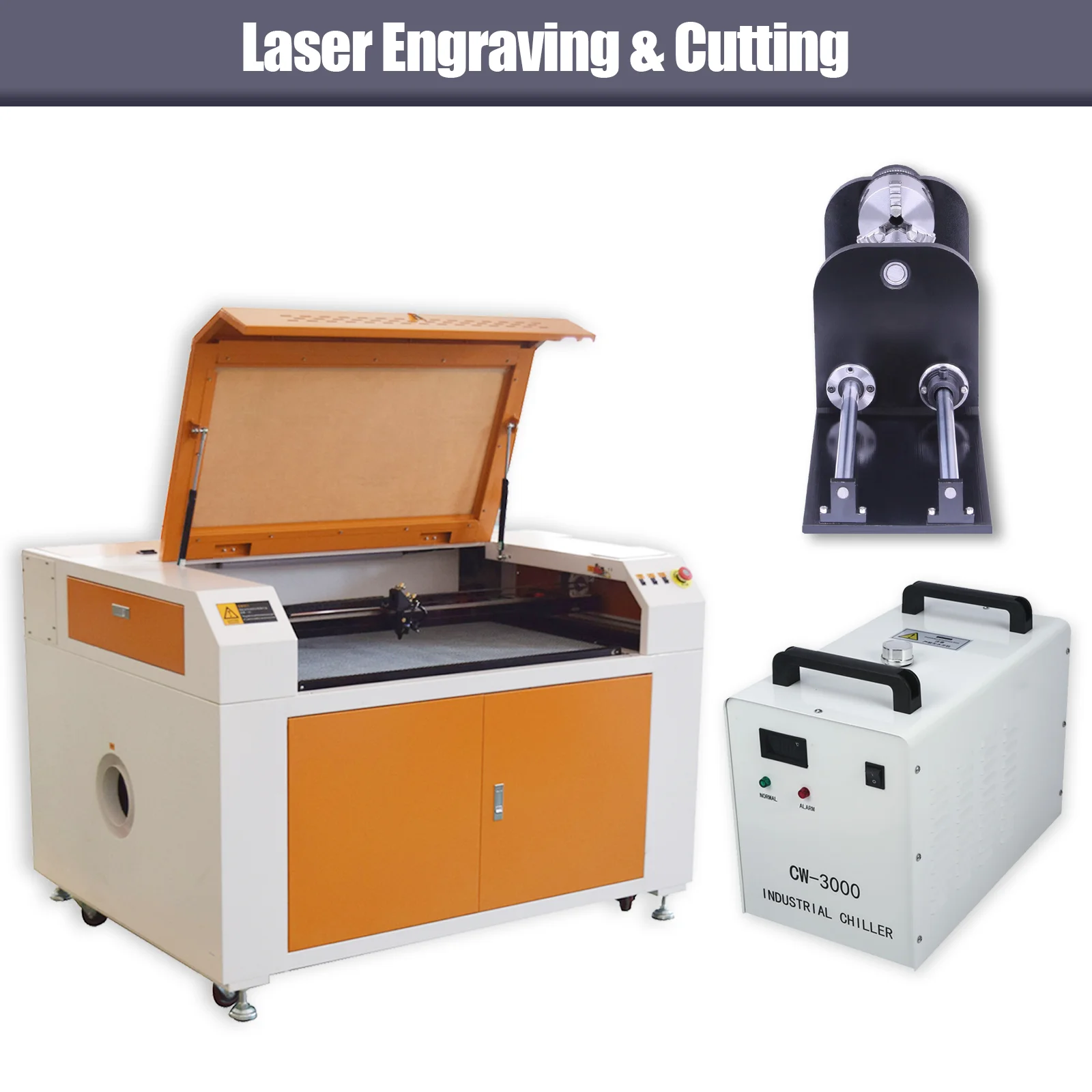 100W Laser Engraver Engraving Machines 90x60cm with Rotary Axis + CW3000AG Water Chiller first | Инструменты