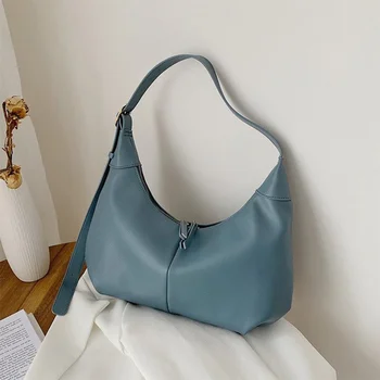 

New 2020 Designer Half Moon Shoulder Bags For Women With Adjustable Strap Casual Pu Leather Handbag And Purse Crossbody Bag