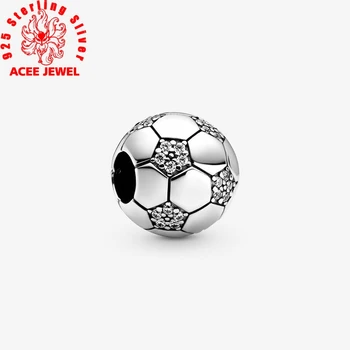 

2020 Spring Trendy Beads Sparkling Football Charms fit Original Pandora Bracelets Women DIY Jewelry